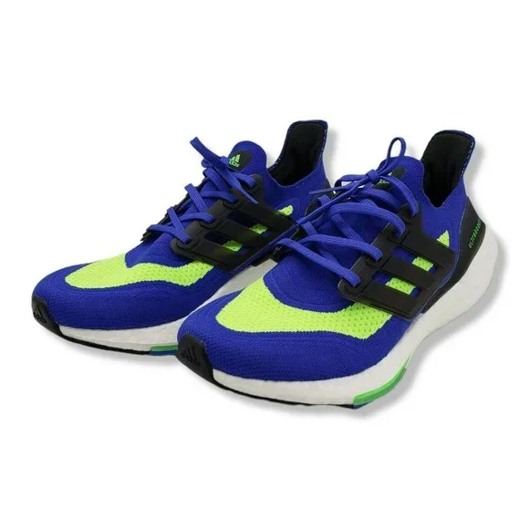 Adidas Ultraboost 21 Running Sneakers Mens Blue Green S23873 - Picture 2 of 12